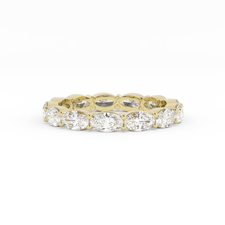 18K Yellow Gold Natural Diamond Oval Eternity 2.67mm Wedding Band