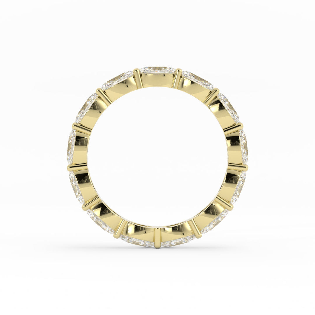 18K Yellow Gold Natural Diamond Oval Eternity 2.67mm Wedding Band