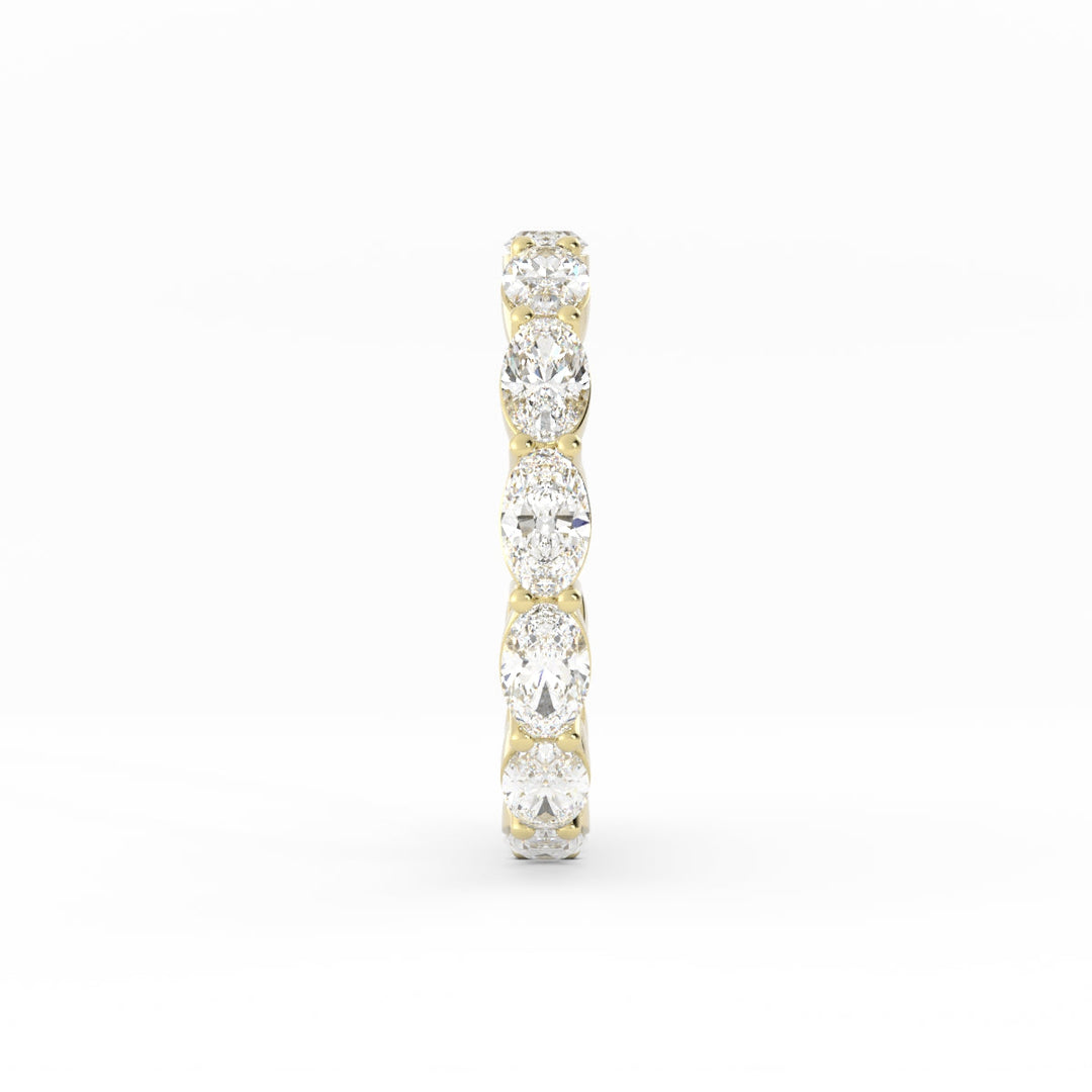 18K Yellow Gold Natural Diamond Oval Eternity 2.67mm Wedding Band