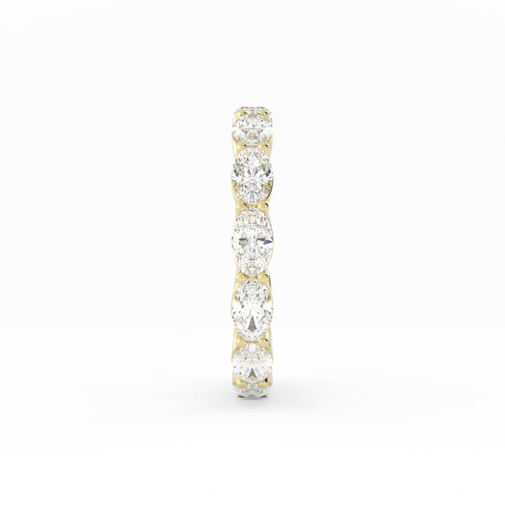 18K Yellow Gold Natural Diamond Oval Eternity 2.67mm Wedding Band