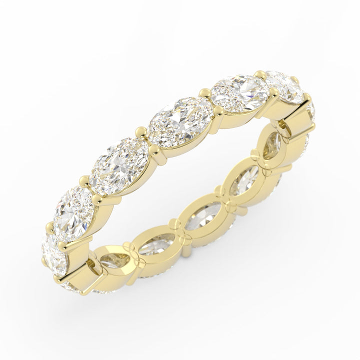 18K Yellow Gold Natural Diamond Oval Eternity 2.67mm Wedding Band