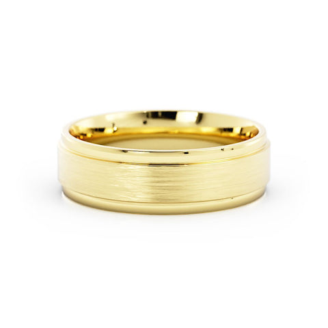 18K Yellow Gold Satin Step-Down Edge 6mm Wedding Band