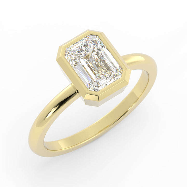 1.0ct Moissanite Emerald North South Solitaire 18K Yellow Gold Engagement Ring