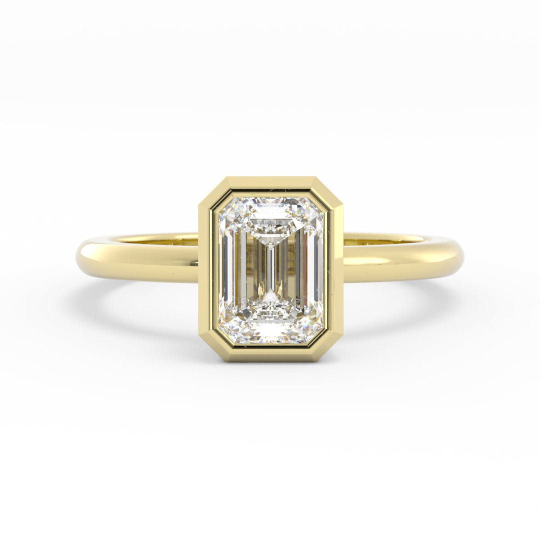 1.0ct Moissanite Emerald North South Solitaire 18K Yellow Gold Engagement Ring
