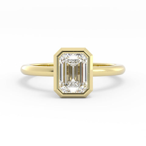 1.0ct Moissanite Emerald North South Solitaire 18K Yellow Gold Engagement Ring