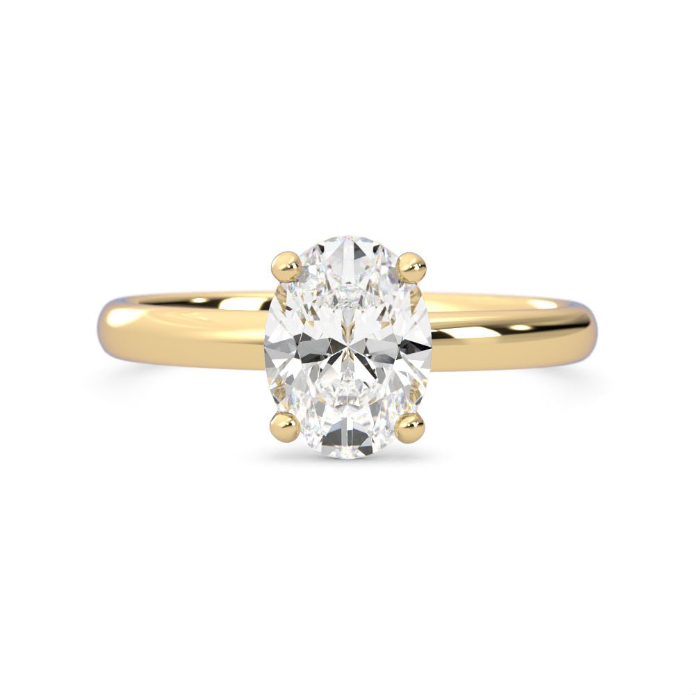 1.09ct Moissanite Oval Solitaire 18K Yellow Gold Engagement Ring