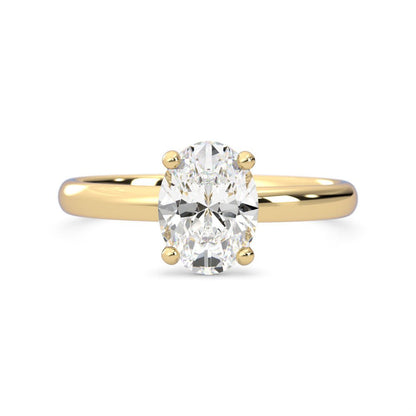 1.09ct Moissanite Oval Solitaire 18K Yellow Gold Engagement Ring