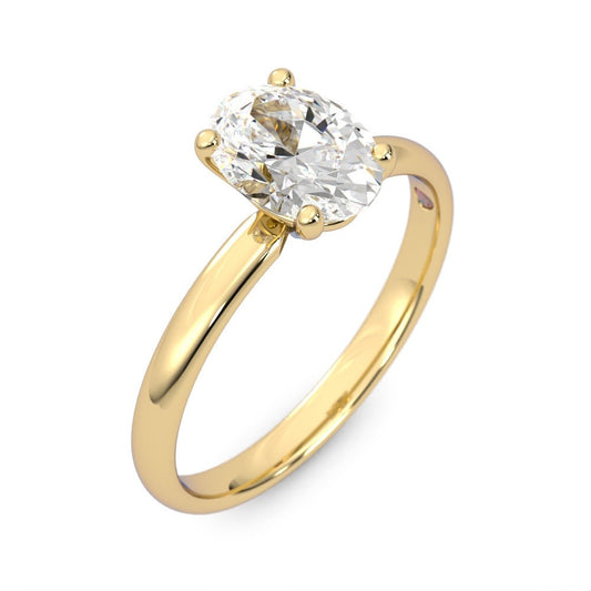 1.09ct Moissanite Oval Solitaire 18K Yellow Gold Engagement Ring