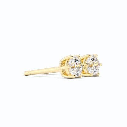 0.25ct Lab Grown Diamond Round 4mm Stud 18K Yellow Gold Earring