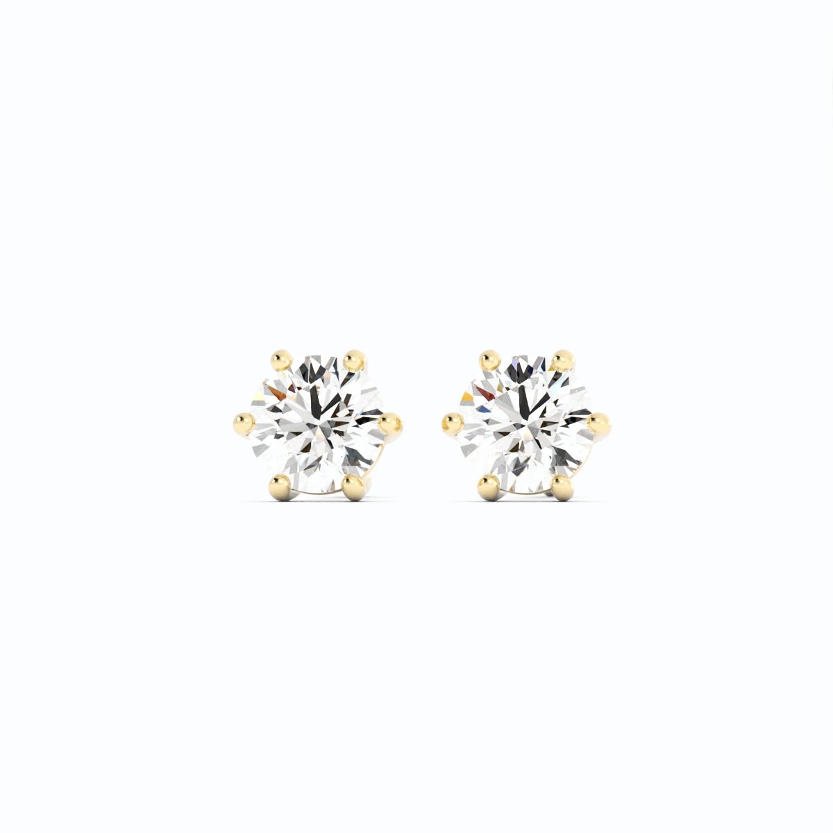 0.25ct Lab Grown Diamond Round 4mm Stud 18K Yellow Gold Earring