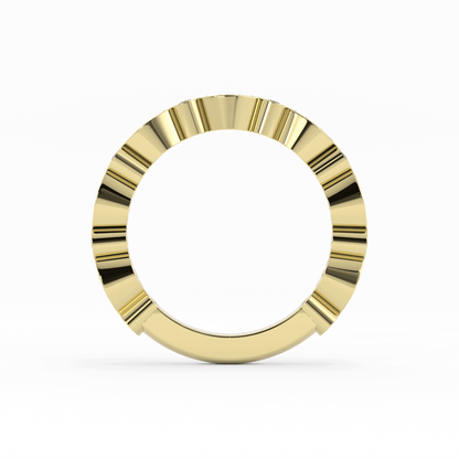 18K Yellow Gold Round Three Quarter Alternating Eyelet Natural Diamond Wedding Band