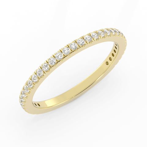18K Yellow Gold Round Three Quarter Pave Lab Grown Diamond Wedding Band