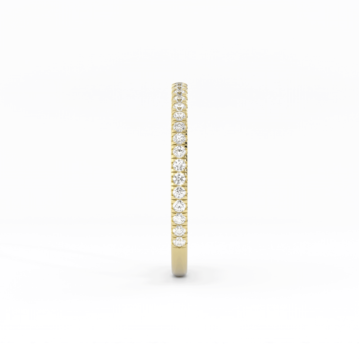 18K Yellow Gold Round Three Quarter Pave Lab Grown Diamond Wedding Band