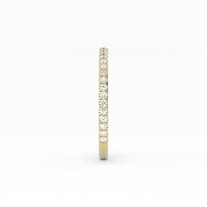 18K Yellow Gold Round Three Quarter Pave Lab Grown Diamond Wedding Band