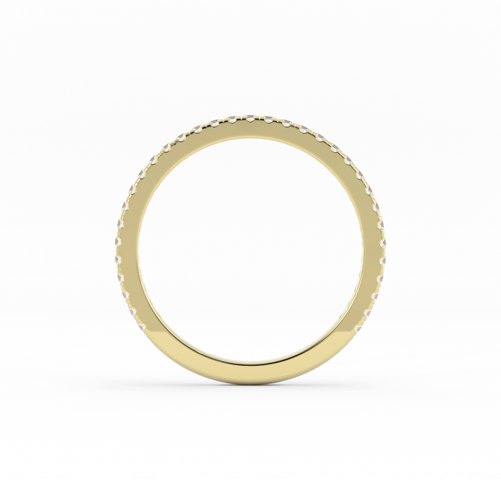 18K Yellow Gold Round Three Quarter Pave Lab Grown Diamond Wedding Band