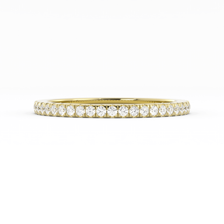 18K Yellow Gold Round Three Quarter Pave Lab Grown Diamond Wedding Band