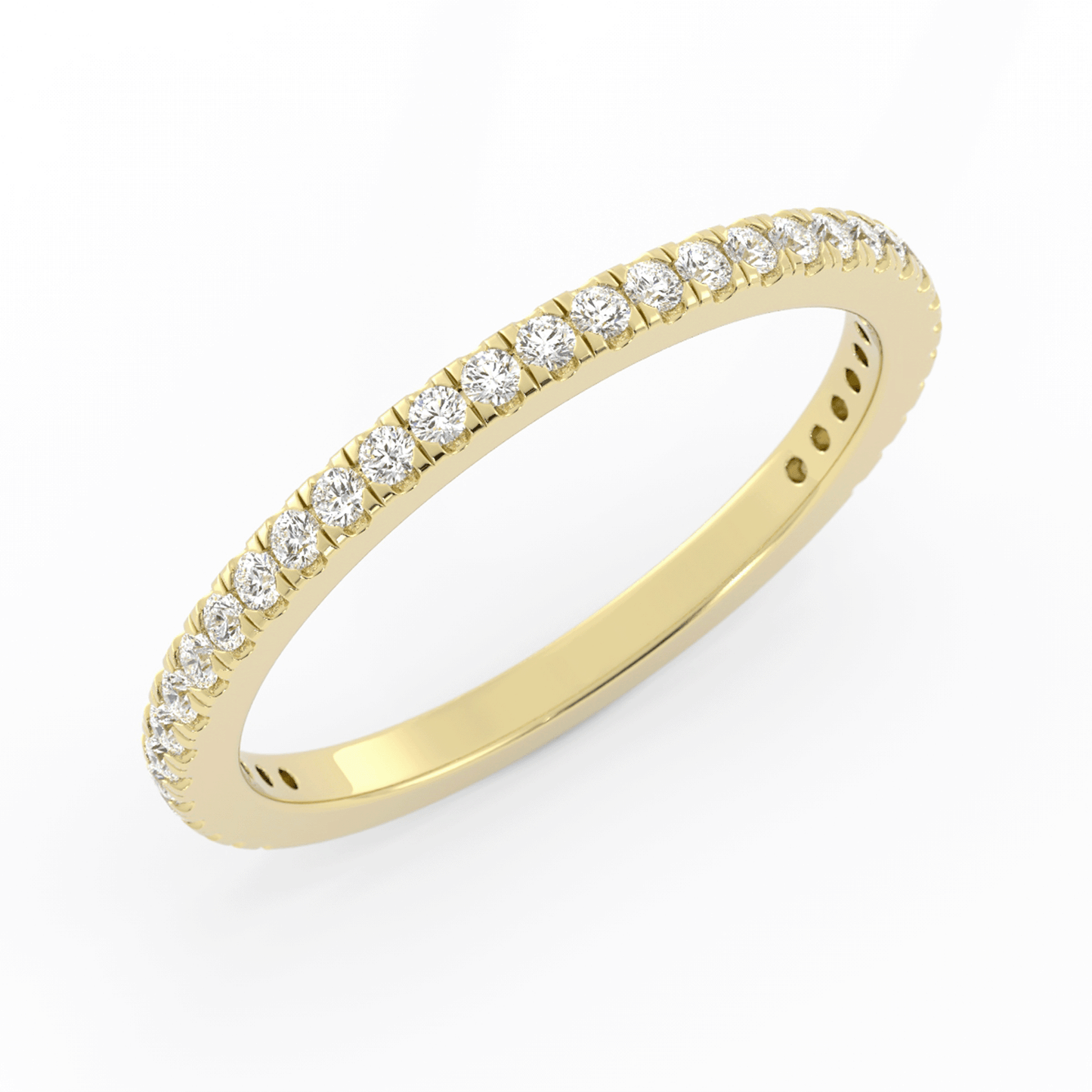 18K Yellow Gold Round Three Quarter Pave Natural Diamond Wedding Band