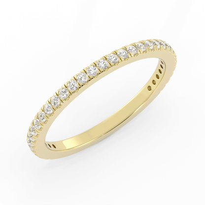 18K Yellow Gold Round Three Quarter Pave Natural Diamond Wedding Band