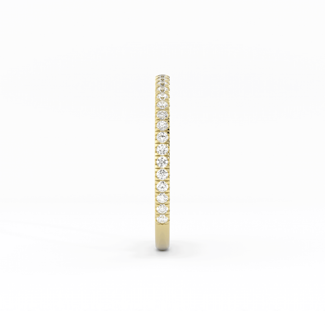 18K Yellow Gold Round Three Quarter Pave Natural Diamond Wedding Band