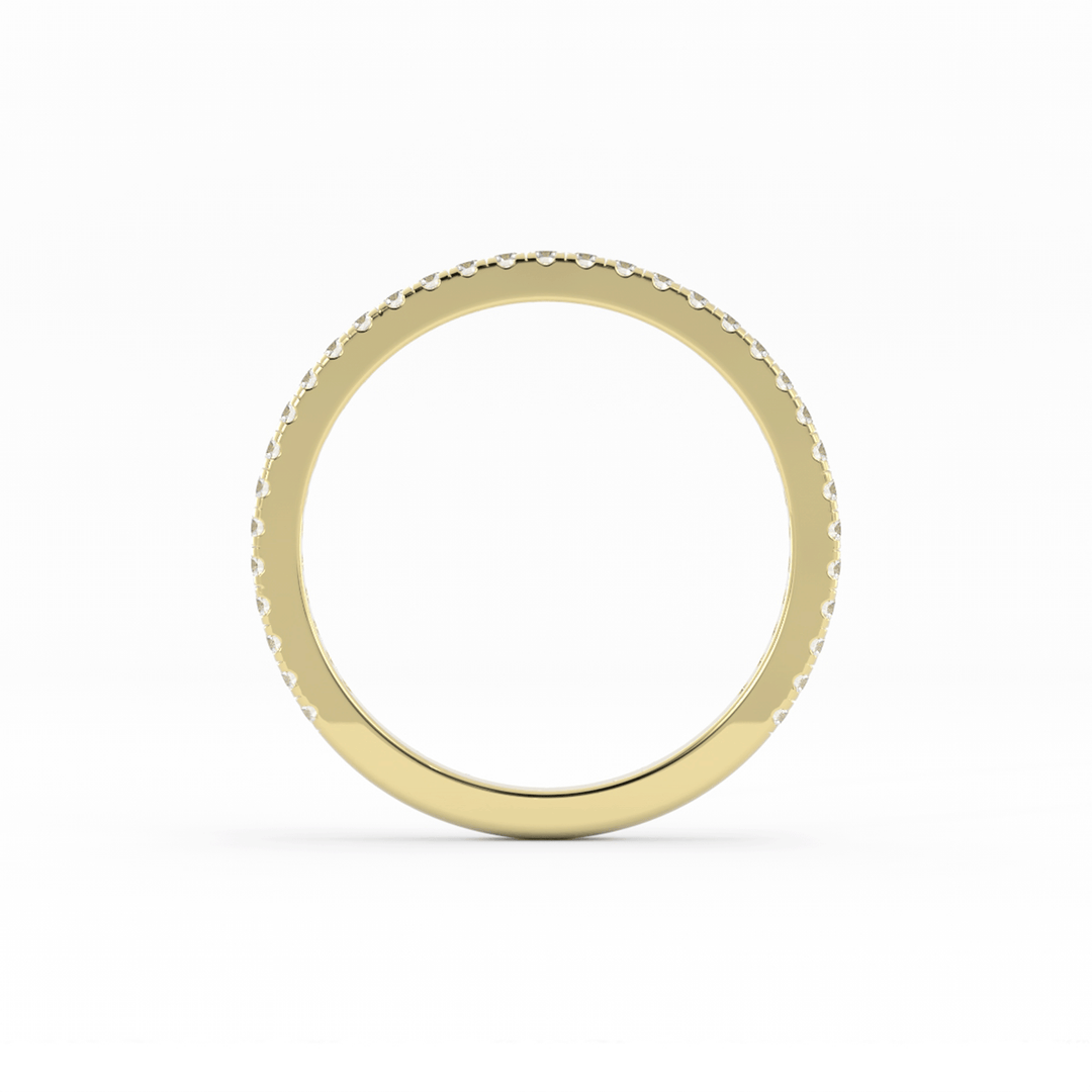 18K Yellow Gold Round Three Quarter Pave Natural Diamond Wedding Band