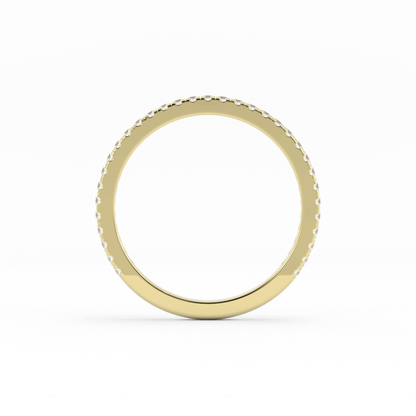 18K Yellow Gold Round Three Quarter Pave Natural Diamond Wedding Band