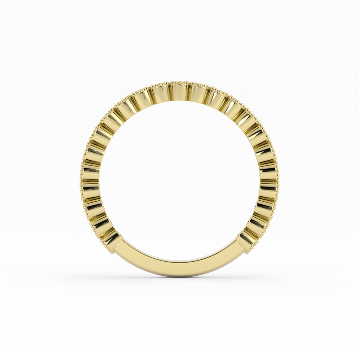 18K Yellow Gold Round Three Quarter Milgrain Lab Grown Diamond Wedding Band