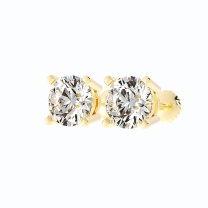 3.87ct Moissanite Round Large Stud 18K Yellow Gold Earring