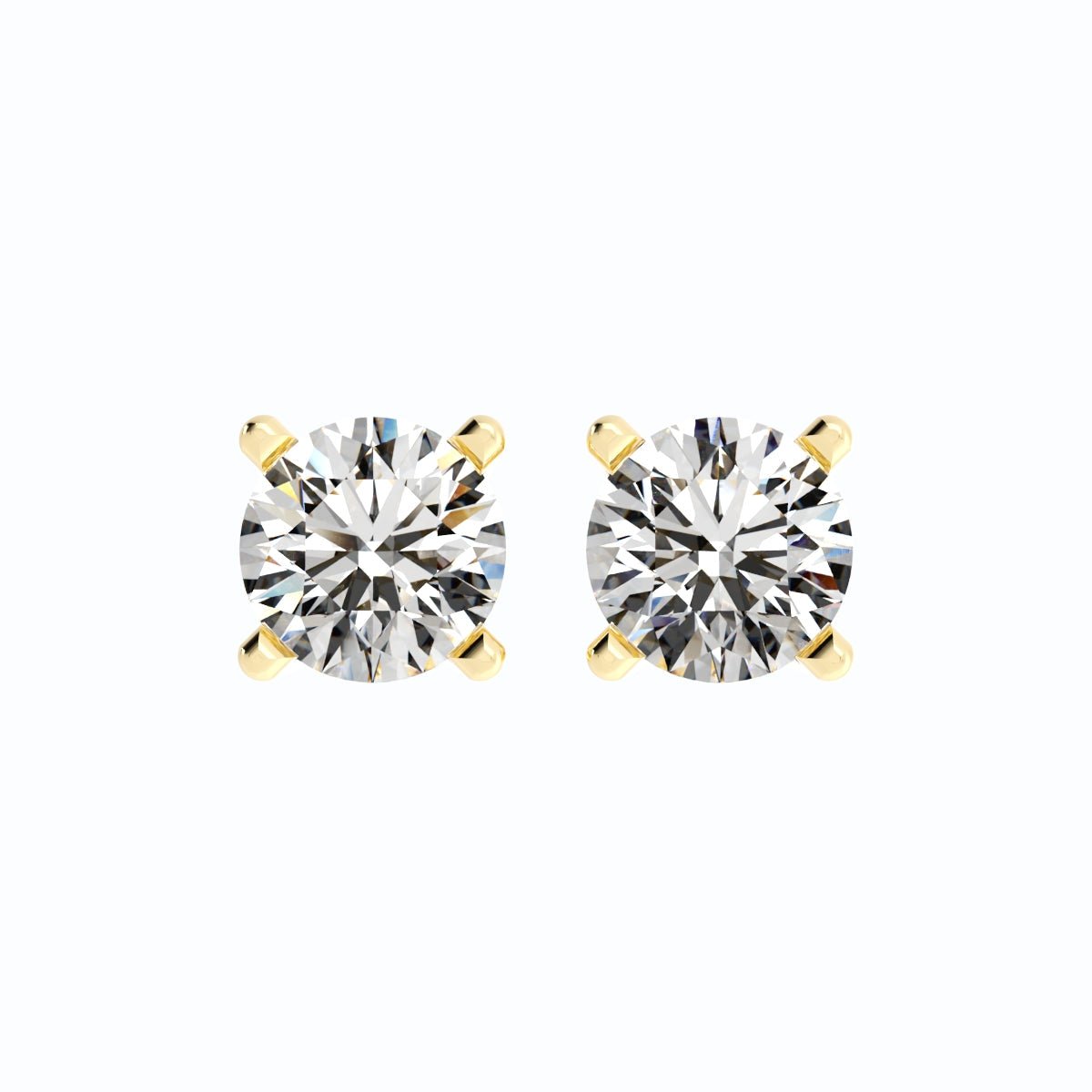 3.87ct Moissanite Round Large Stud 18K Yellow Gold Earring