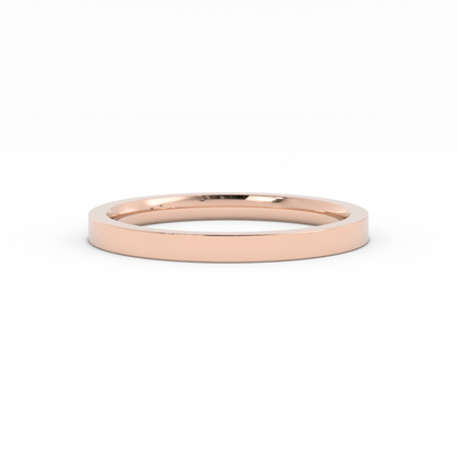 14K Rose Gold 2mm  Flat Comfort Fit Wedding Band