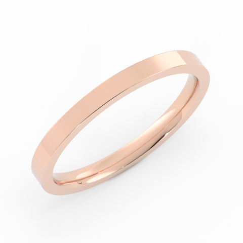14K Rose Gold 2mm  Flat Comfort Fit Wedding Band