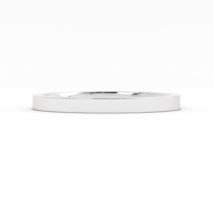 10K White Gold High Polish Flat 2mm Wedding Band