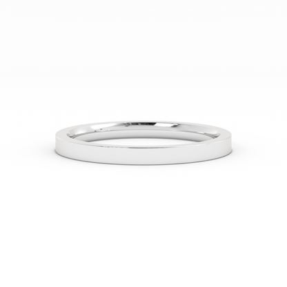 14K White Gold 2mm  Flat Comfort Fit Wedding Band