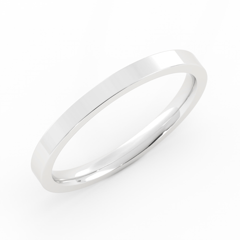 Platinum 2mm  Flat Comfort Fit Wedding Band
