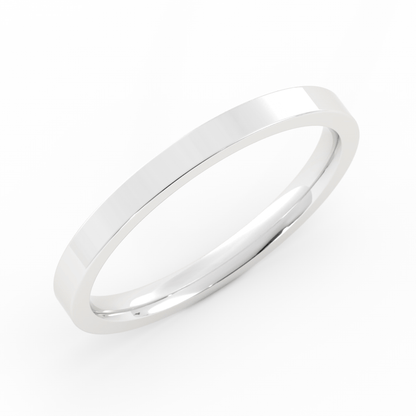 18K White Gold 2mm  Flat Comfort Fit Wedding Band