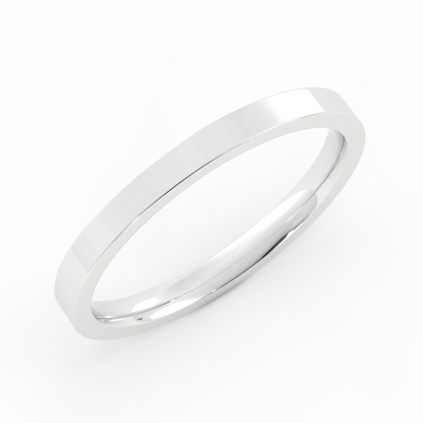10K White Gold 2mm  Flat Comfort Fit Wedding Band