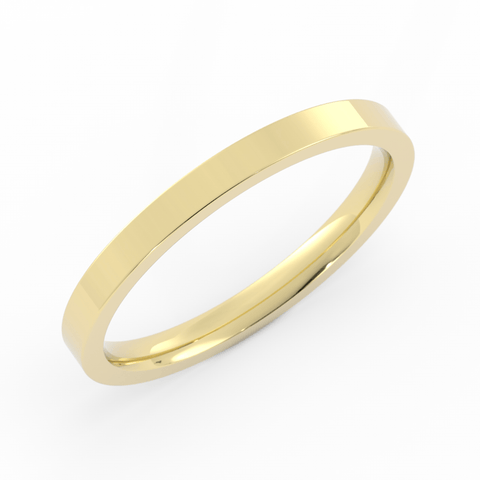 10K Yellow Gold 2mm  Flat Comfort Fit Wedding Band