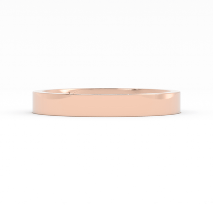 18K Rose Gold 3mm  Flat Comfort Fit Wedding Band