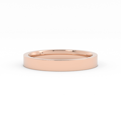18K Rose Gold 3mm  Flat Comfort Fit Wedding Band
