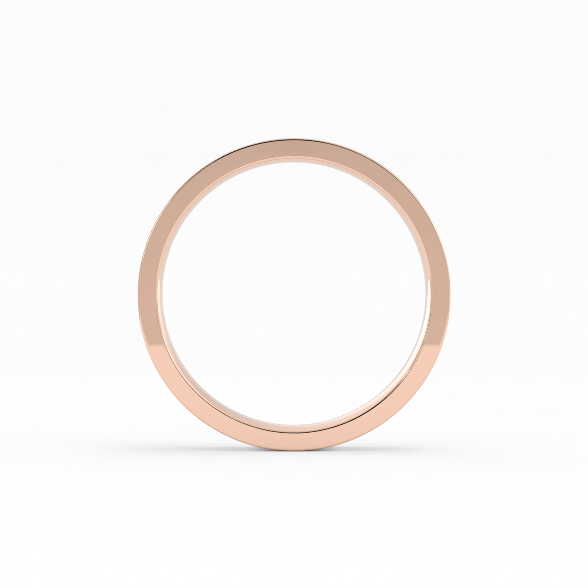 14K Rose Gold High Polish Flat 3mm Wedding Band