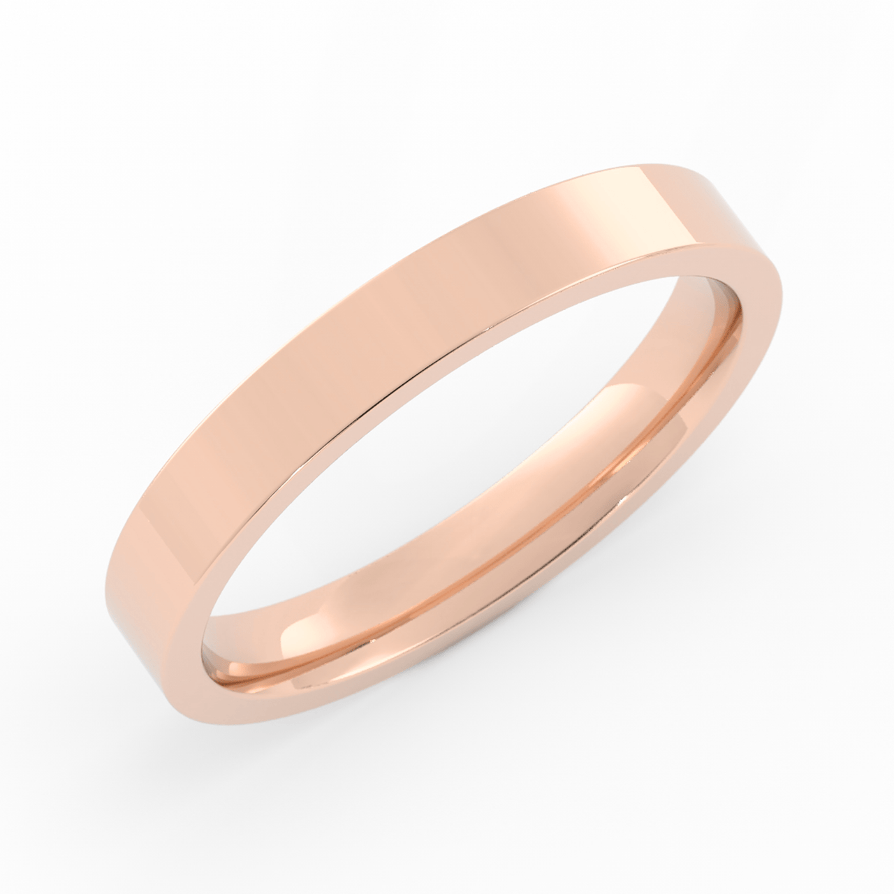 10K Rose Gold 3mm  Flat Comfort Fit Wedding Band