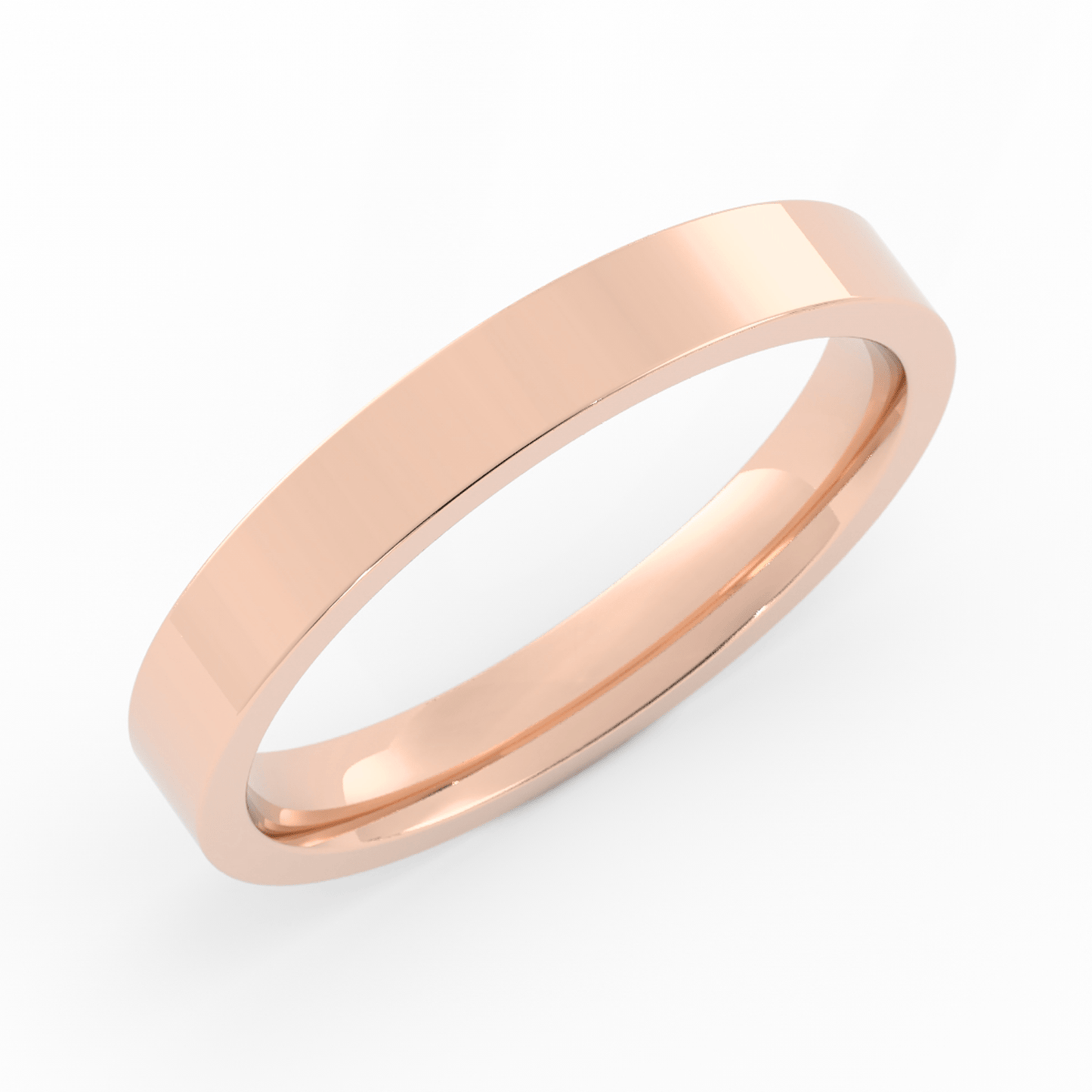 10K Rose Gold 3mm  Flat Comfort Fit Wedding Band