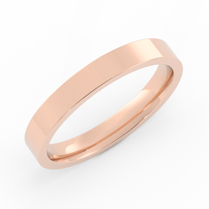 10K Rose Gold 3mm  Flat Comfort Fit Wedding Band