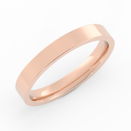 10K Rose Gold 3mm  Flat Comfort Fit Wedding Band