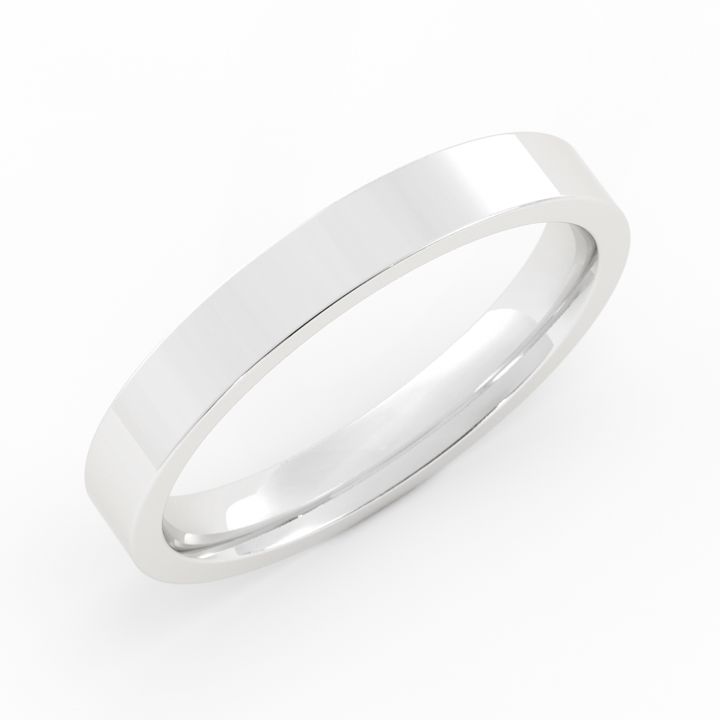 10K White Gold 3mm  Flat Comfort Fit Wedding Band