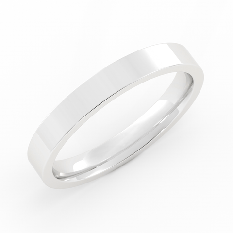 10K White Gold 3mm  Flat Comfort Fit Wedding Band
