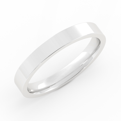 18K White Gold 3mm  Flat Comfort Fit Wedding Band