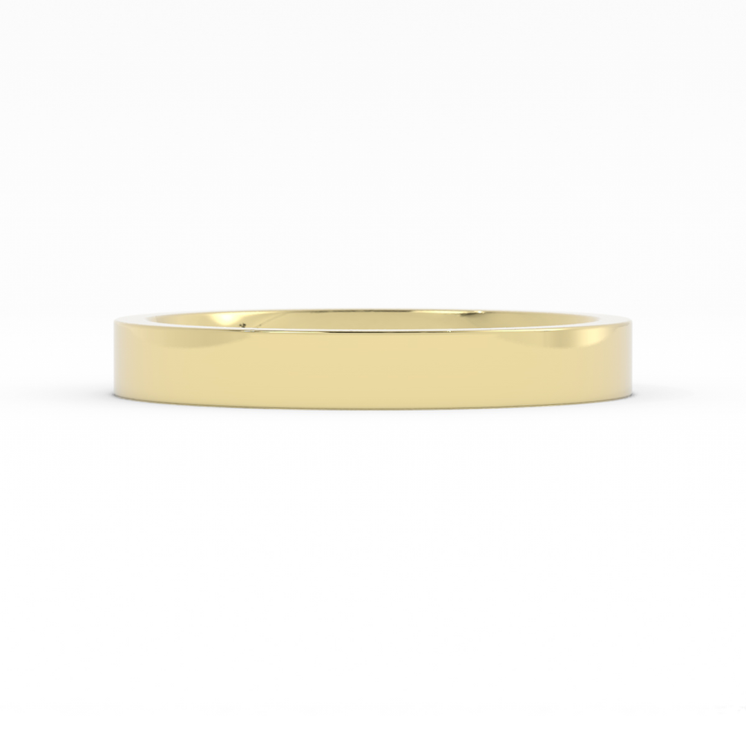 18K Yellow Gold High Polish Flat 3mm Wedding Band