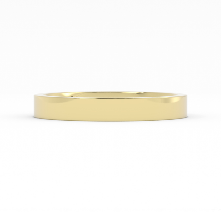 18K Yellow Gold High Polish Flat 3mm Wedding Band
