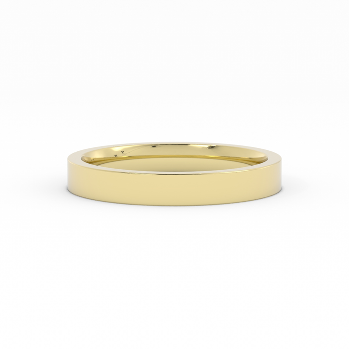 18K Yellow Gold High Polish Flat 3mm Wedding Band