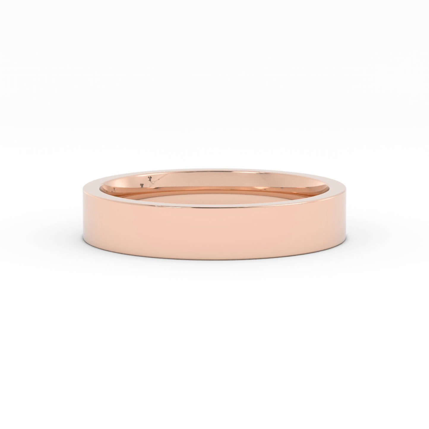 18K Rose Gold 4mm  Flat Comfort Fit Wedding Band